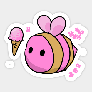 Strawberry Ice Cream Bee Sticker